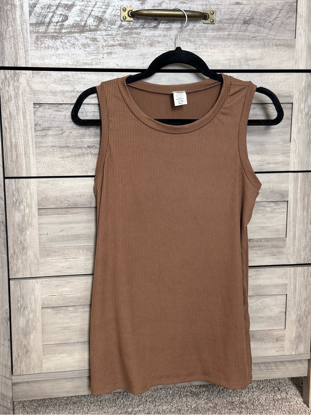 Sew In Love Ribbed Tank Top in Brown